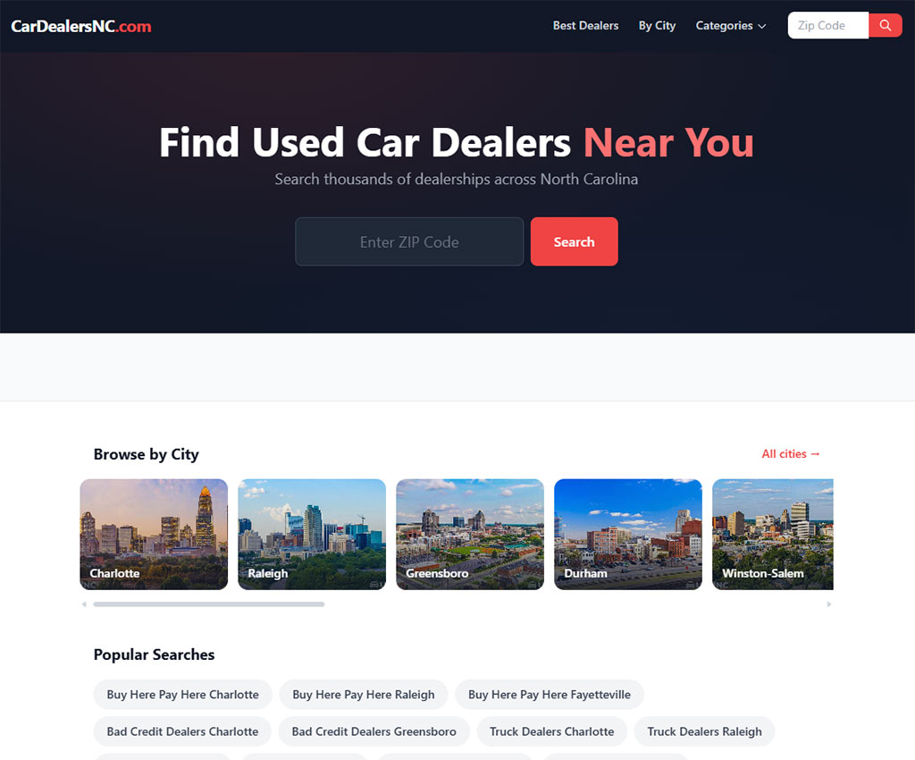 CarDealersNC.com - dealer profiles and inventory for NC car buyers